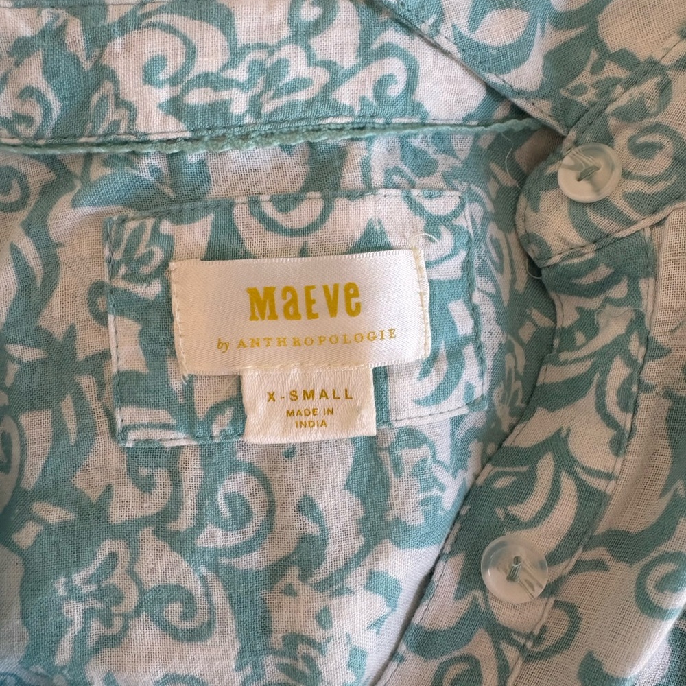 Anthropologie Maeve The Irene Linen Maxi Shirt Dress in Sky - Picture 6 of 11
